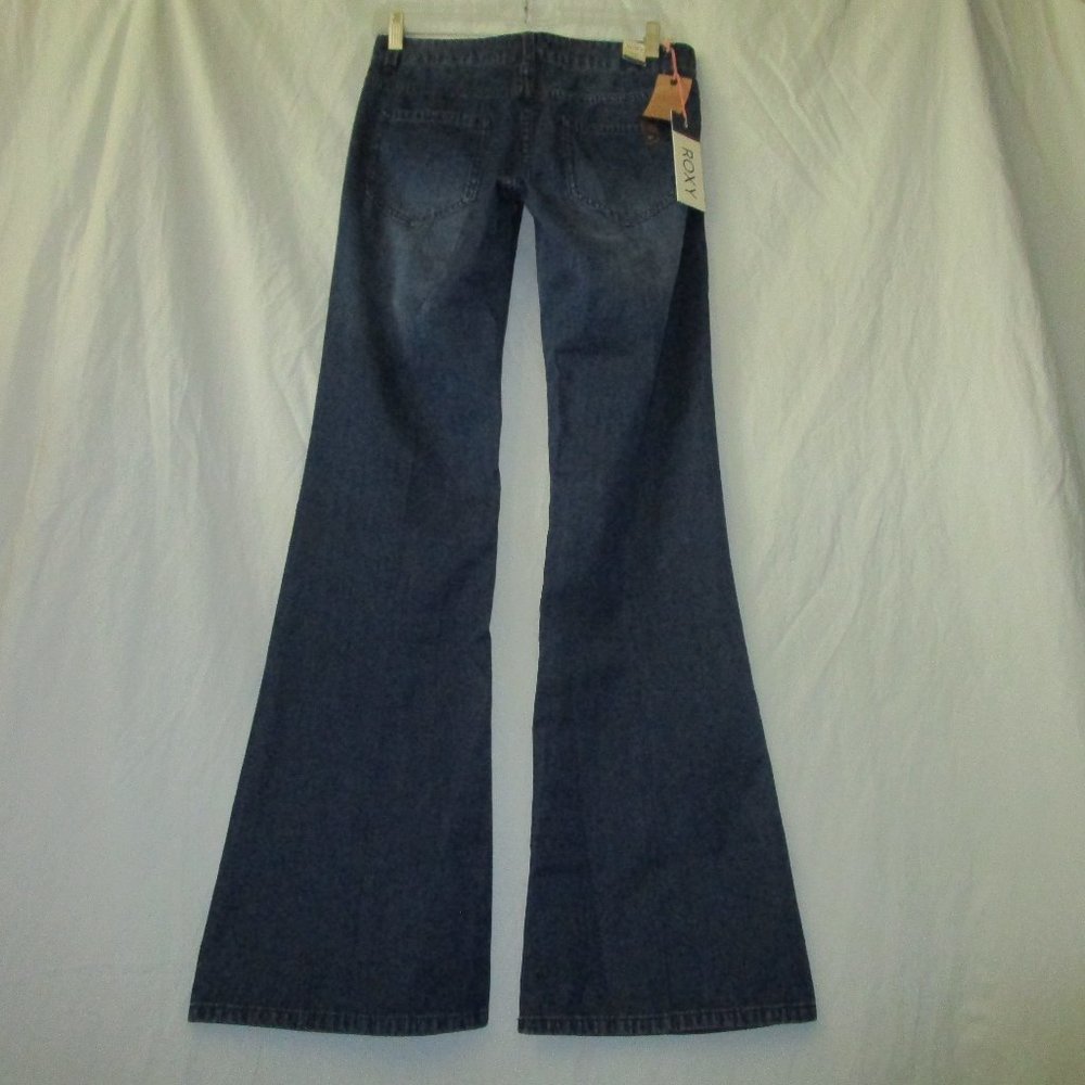 ROXY Bell Bottom Blue Denim Flare Jeans 24 X32 NWT